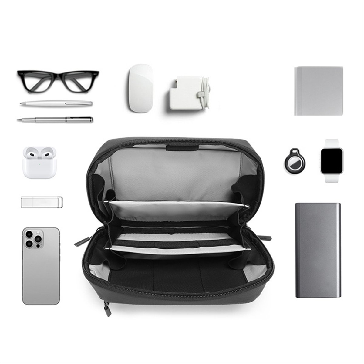 ☶❈＊♥AC1579-Waterproof Tech Pou - Tech Accessories Travel Organizer Pouch ulasan dan harga